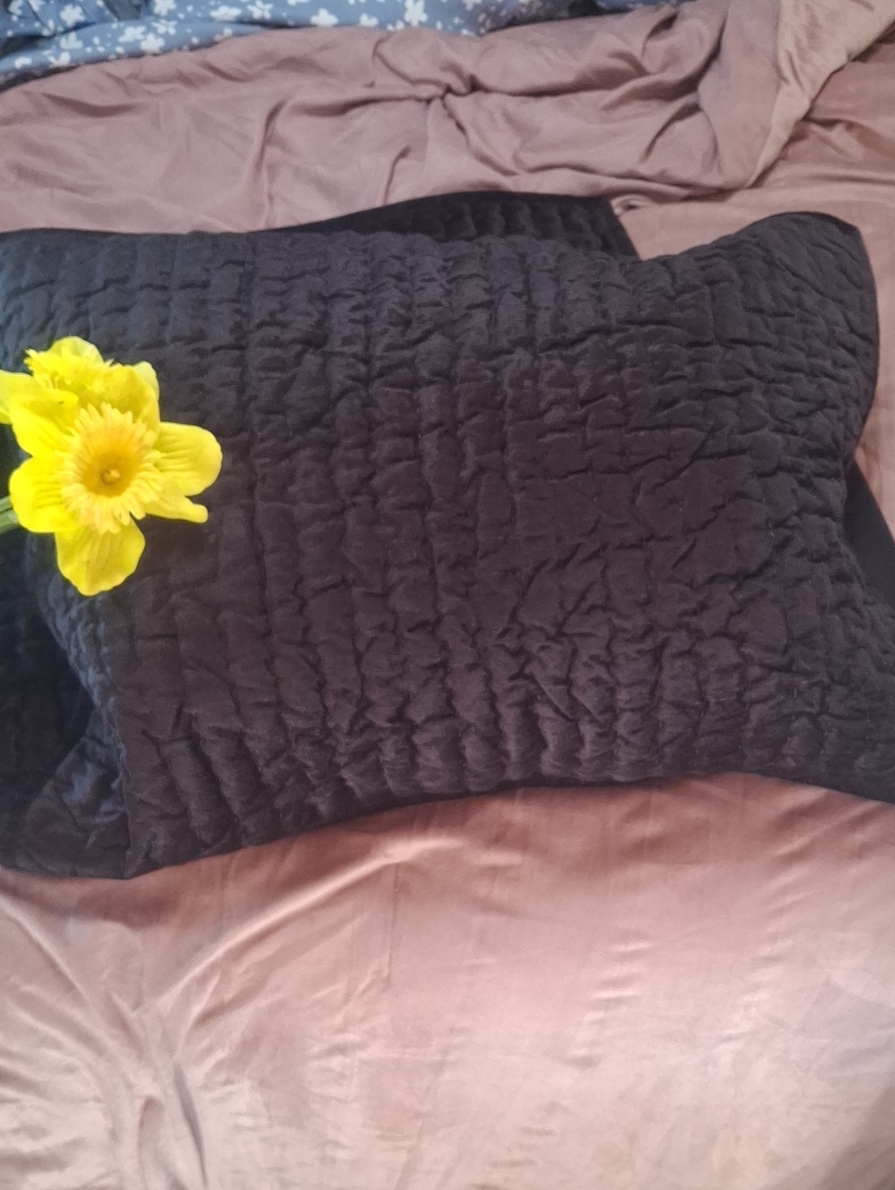 Black Quilted Pillow Shams - Neutral Bedding Accent